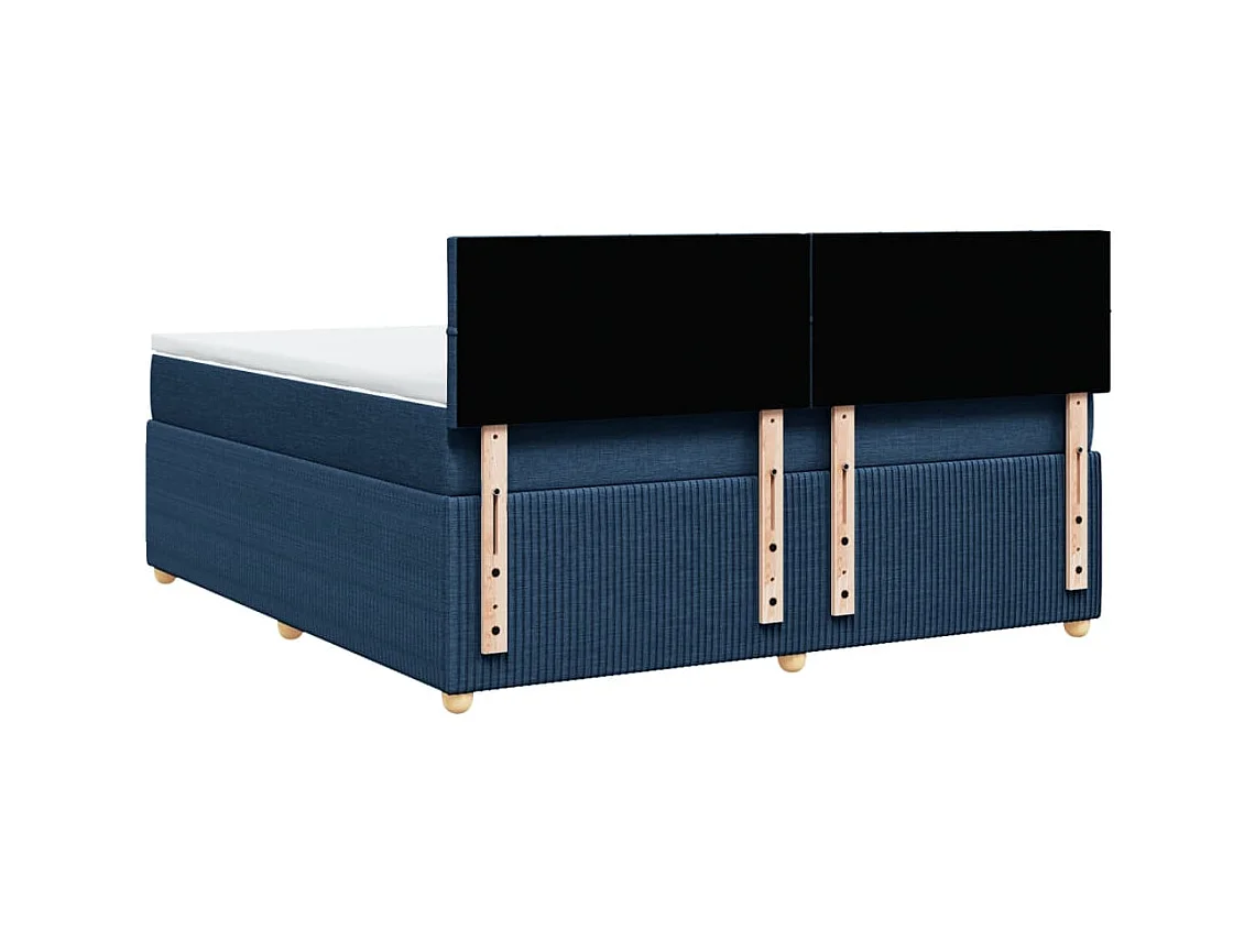 Cama box spring con colchón tela azul 180x200 cm