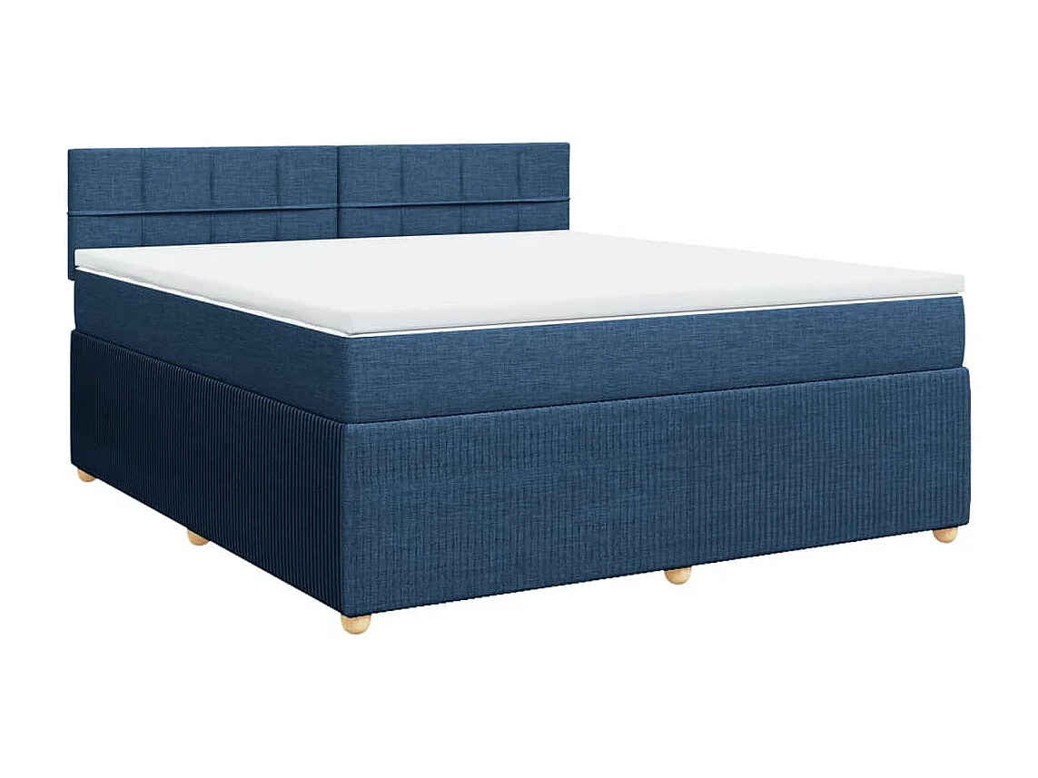 Cama box spring con colchón tela azul 180x200 cm
