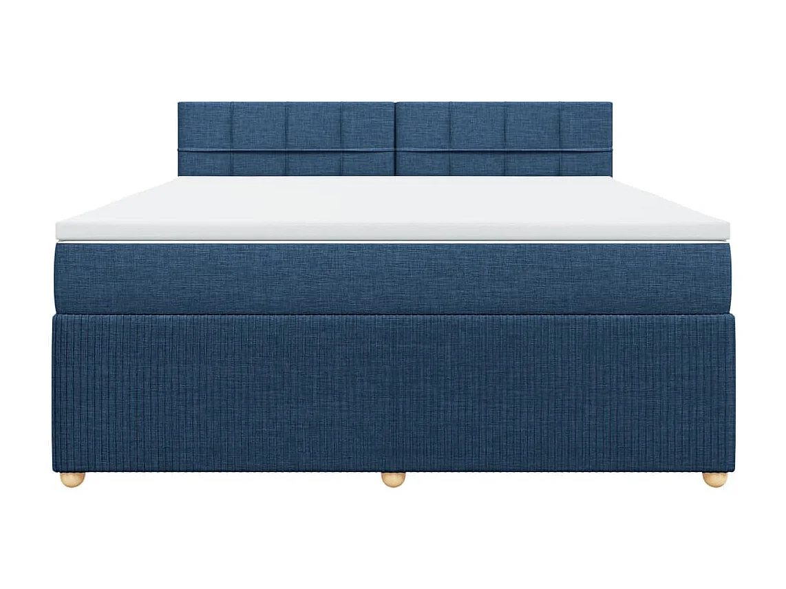 Cama box spring con colchón tela azul 180x200 cm