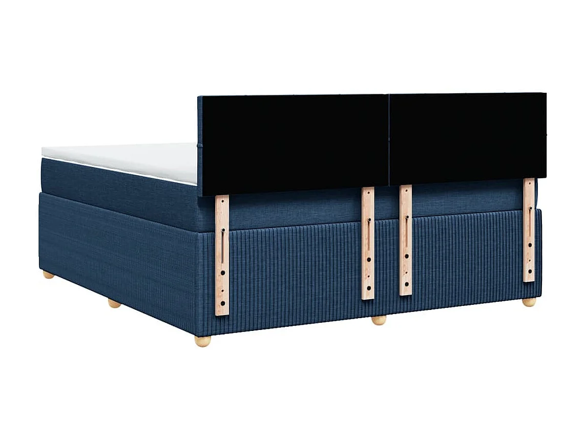 Cama box spring con colchón tela azul 180x200 cm