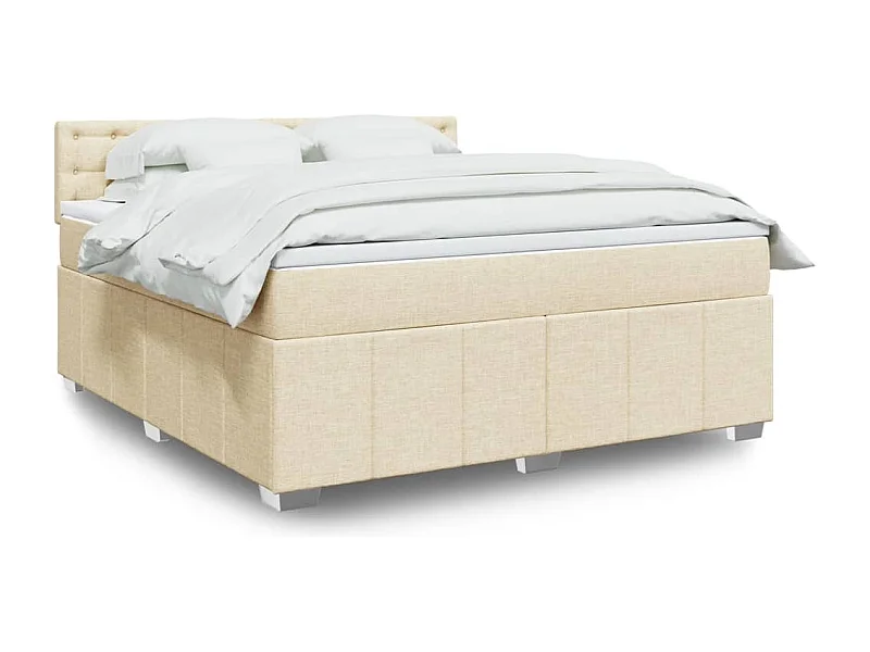 Sommier à lattes de lit avec matelas Crème 180x200 cm Tissu
