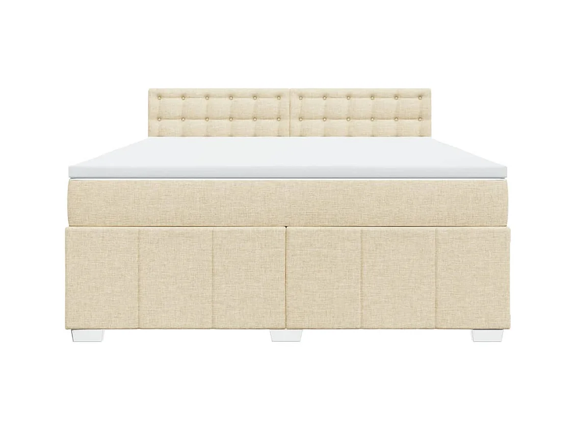 Sommier à lattes de lit avec matelas Crème 180x200 cm Tissu