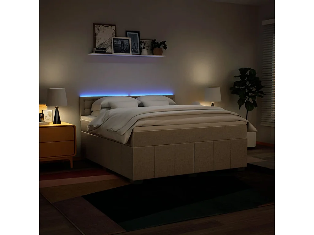 Cama com molas/colchão 180x200 cm tecido cor creme