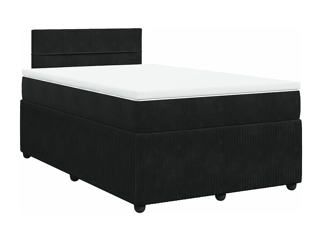 Cama box spring con colchón terciopelo negro 120x200 cm