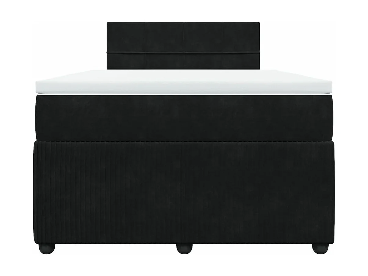 Cama box spring con colchón terciopelo negro 120x200 cm