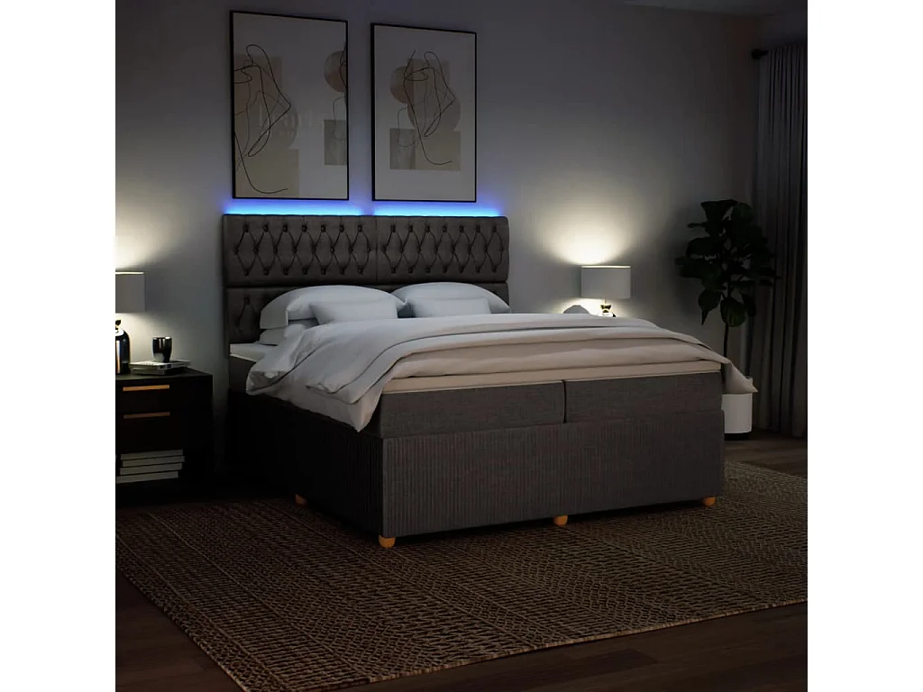 Sommier à lattes de lit avec matelas Taupe 200x200 cm Tissu