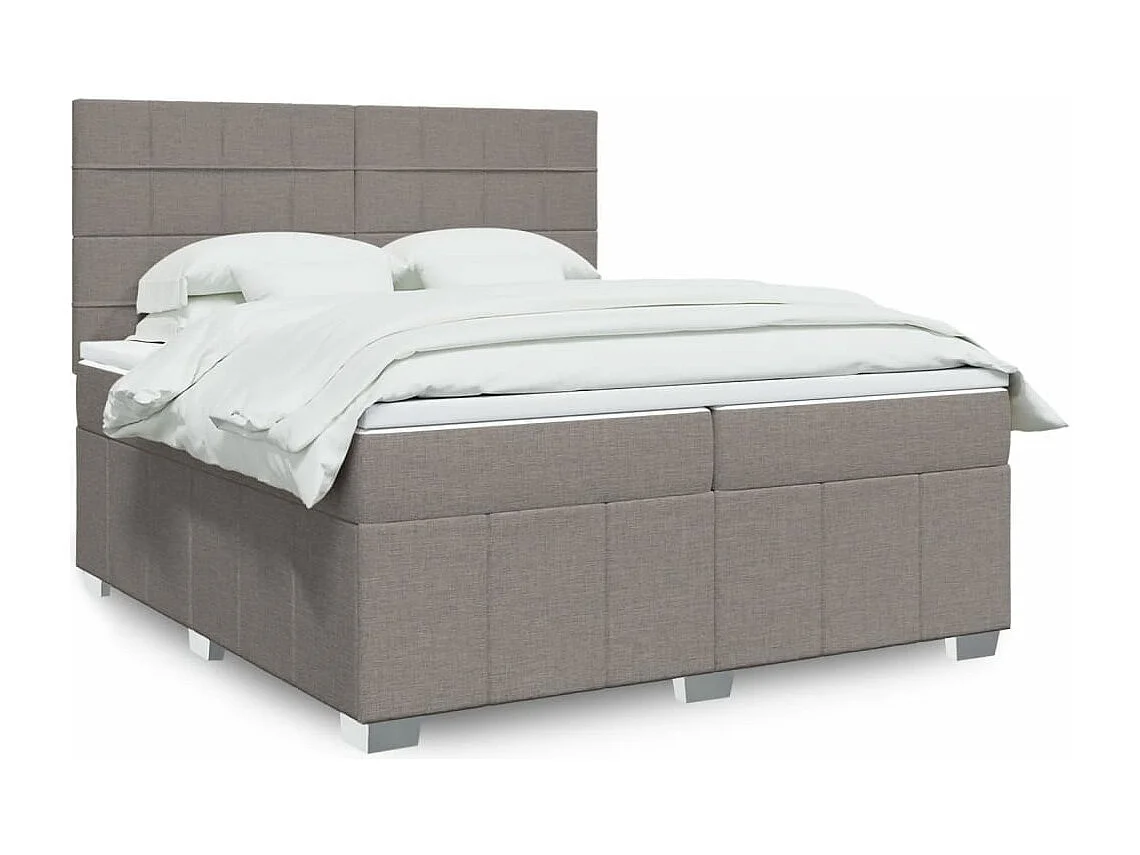 Sommier à lattes de lit avec matelas Taupe 200x200 cm Tissu