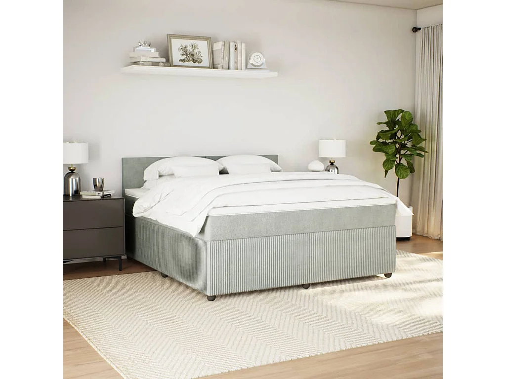 Boxspring met matras fluweel lichtgrijs 180x200 cm