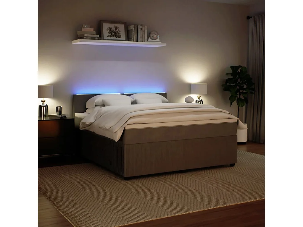 Boxspring met matras fluweel lichtgrijs 180x200 cm