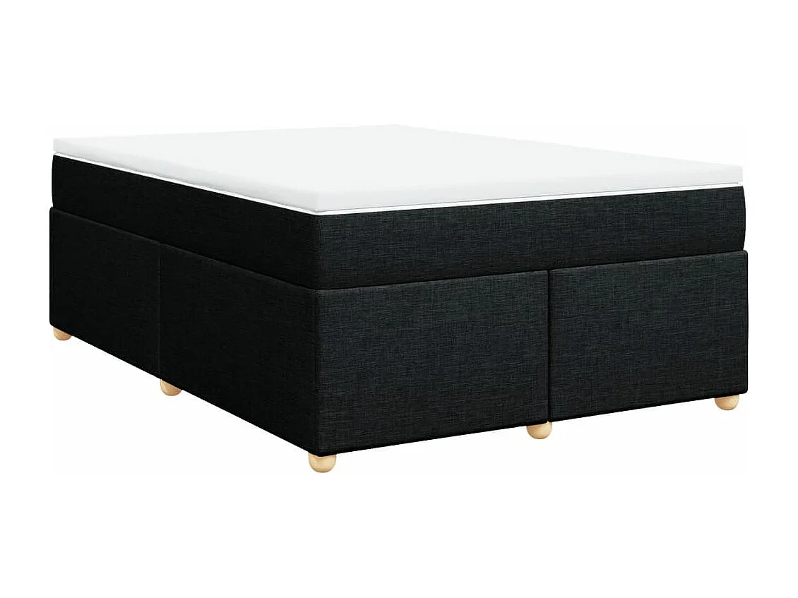 Cama box spring con colchón tela negro 140x190 cm