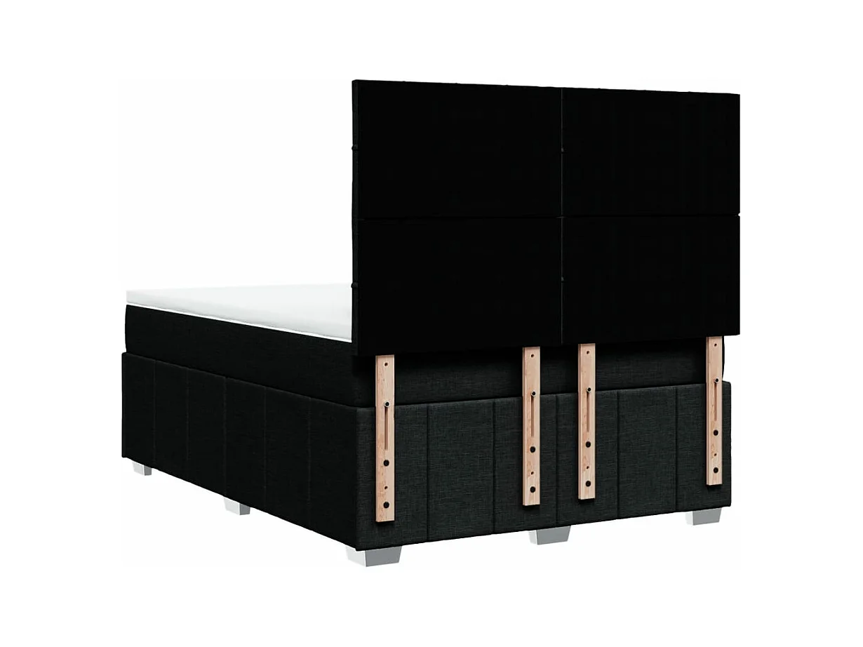 Sommier à lattes de lit avec matelas Noir 140x200 cm Tissu