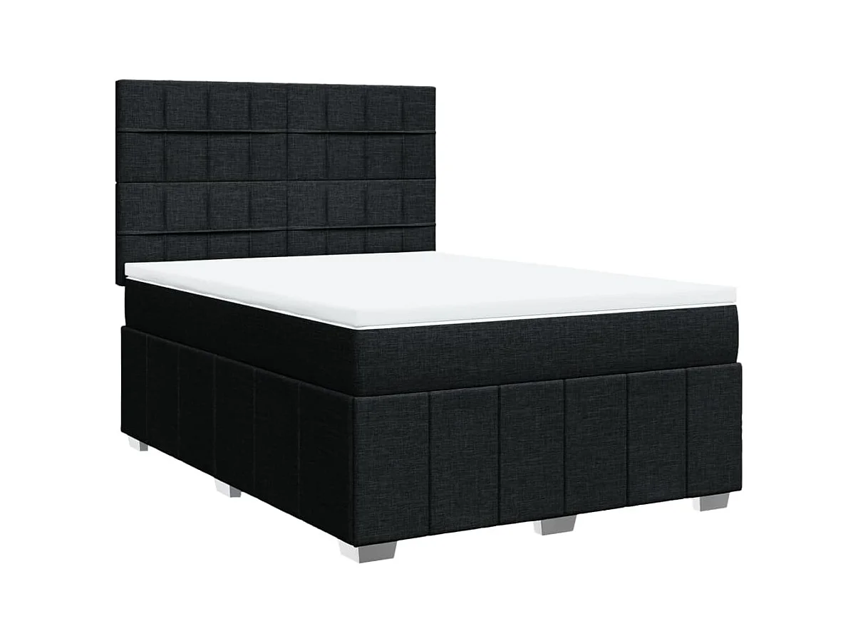 Sommier à lattes de lit avec matelas Noir 140x200 cm Tissu