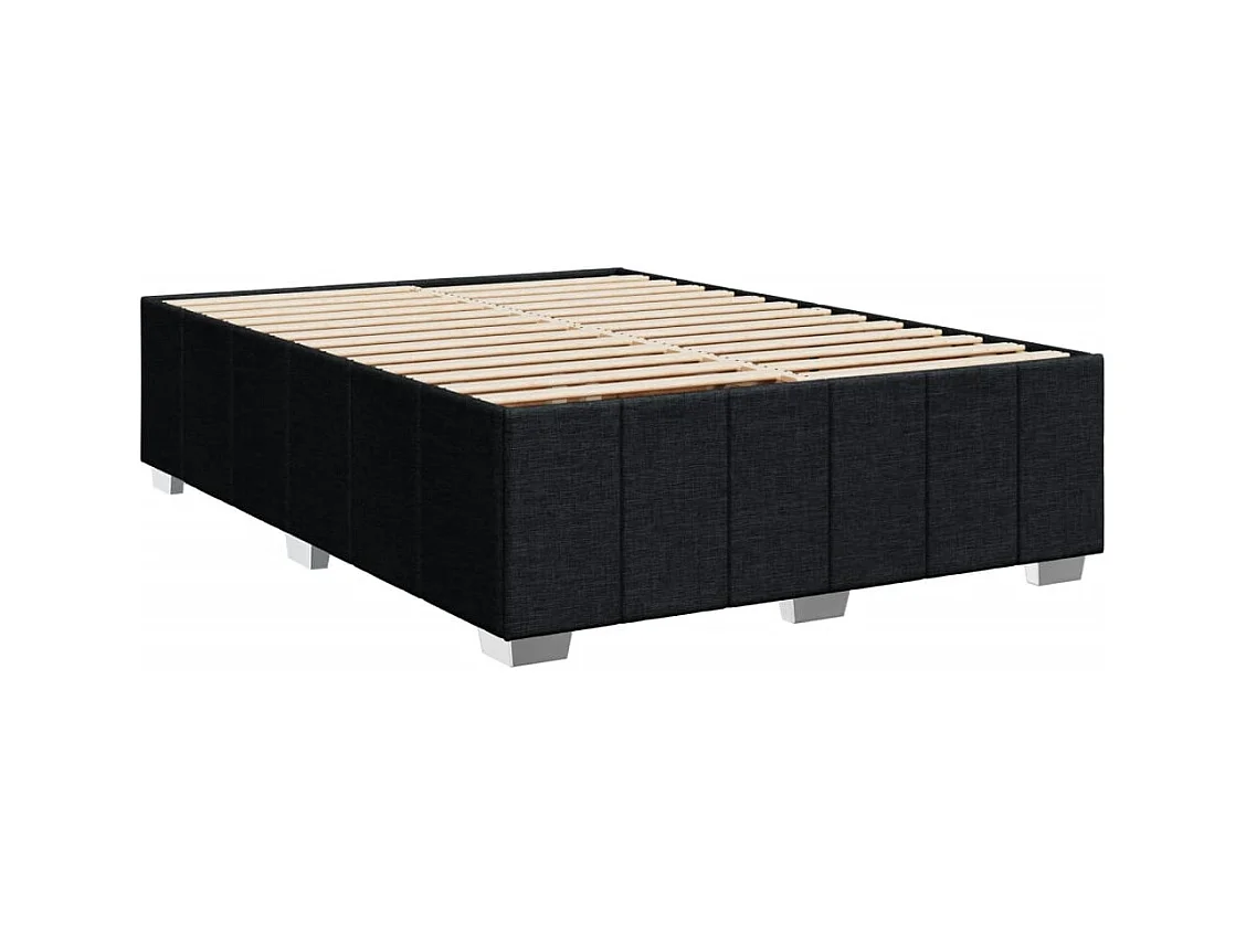Sommier à lattes de lit avec matelas Noir 140x200 cm Tissu