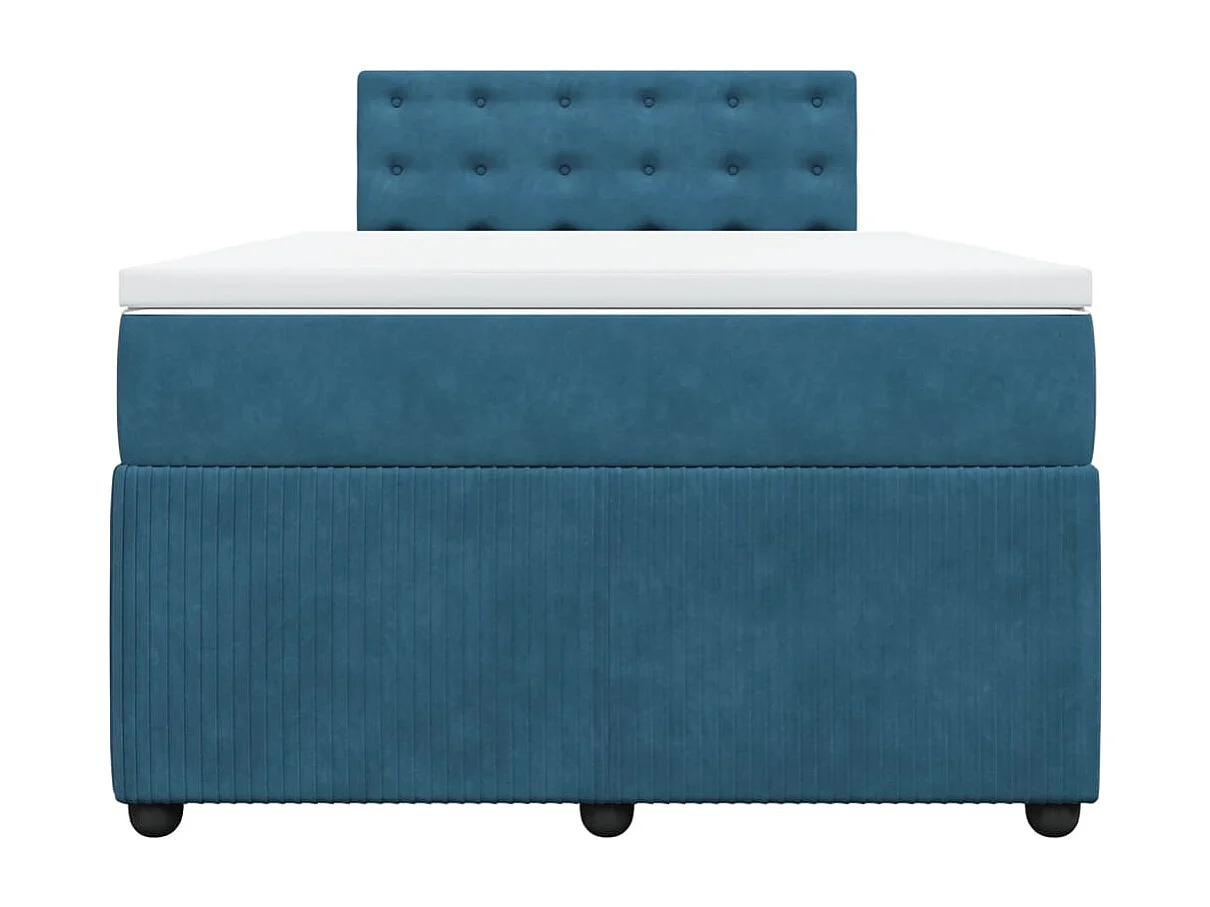 Cama boxspring com colchão 120x200 cm veludo azul