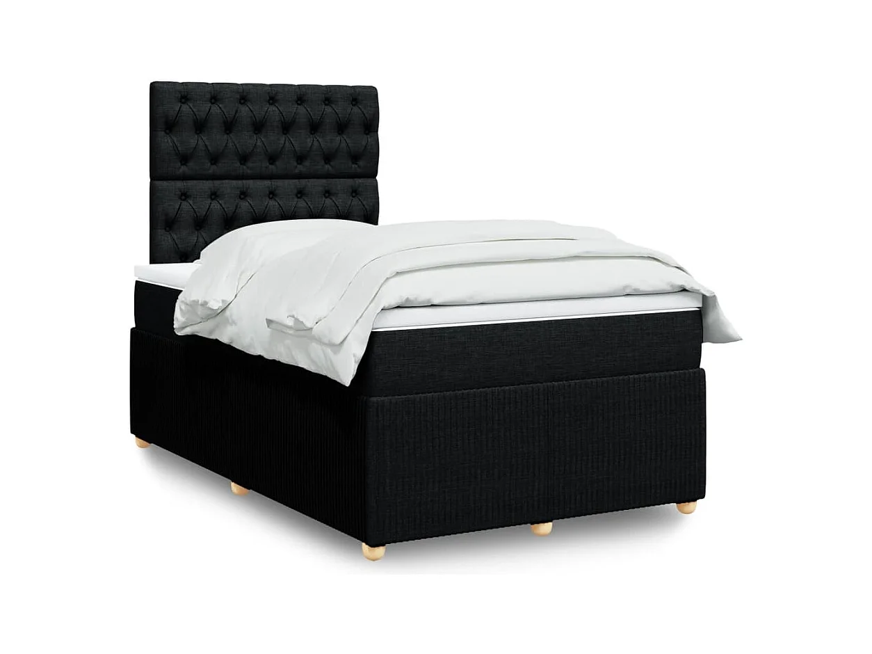 Sommier à lattes de lit avec matelas Noir 120x200 cm Tissu