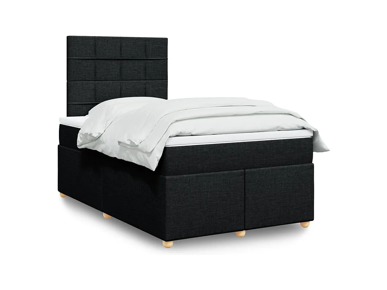 Sommier à lattes de lit avec matelas noir 120x190 cm tissu