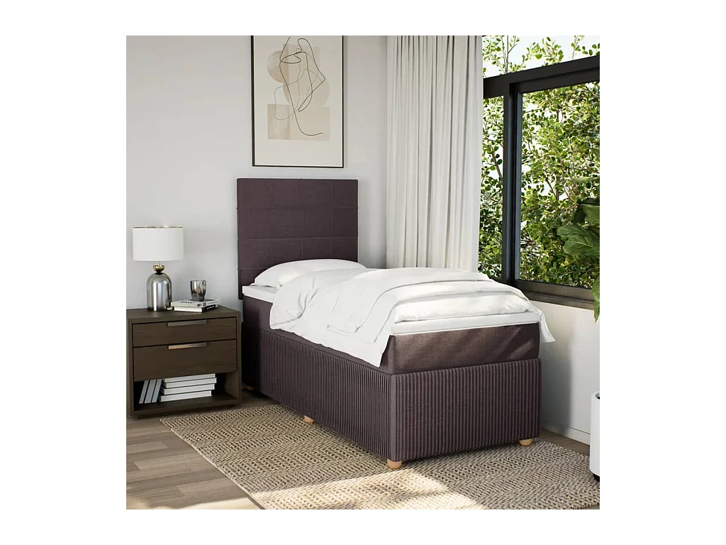 Sommier à lattes de lit avec matelas Marron foncé 100x200 cm