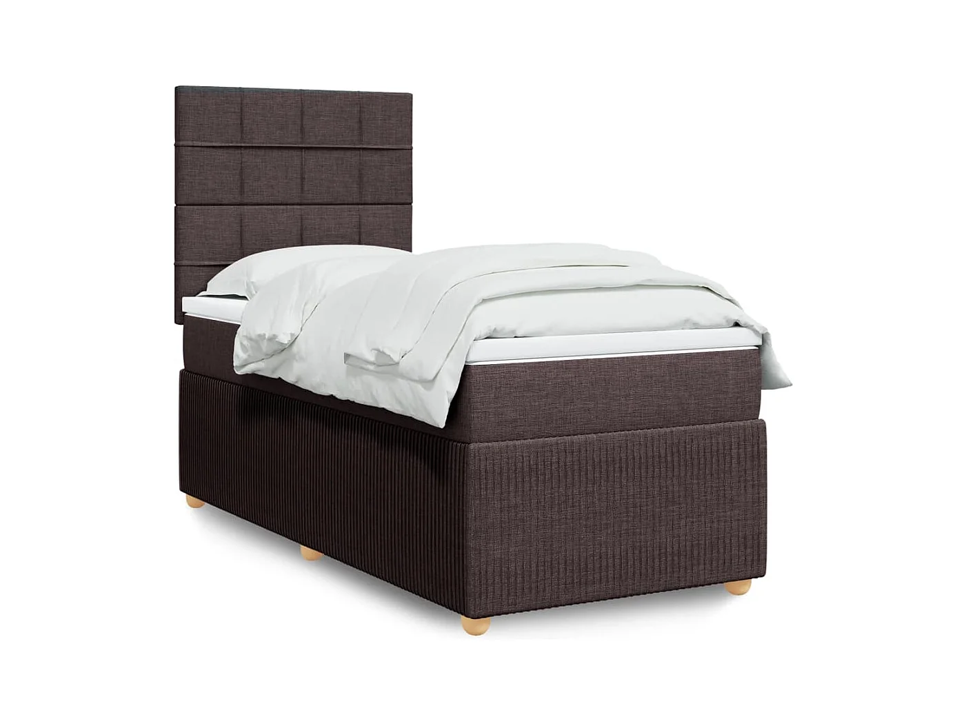 Cama com molas/colchão 100x200 cm tecido castanho-escuro
