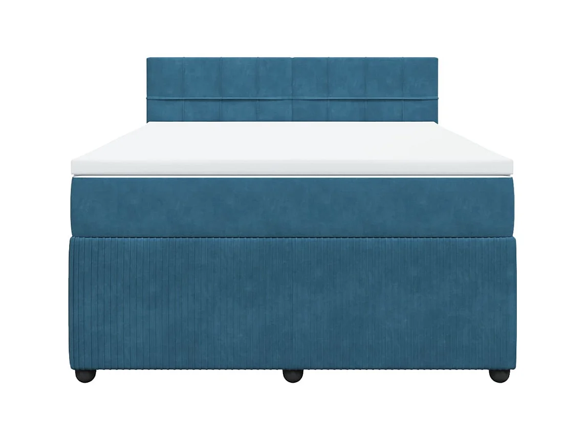 Cama box spring con colchón terciopelo azul 140x200 cm