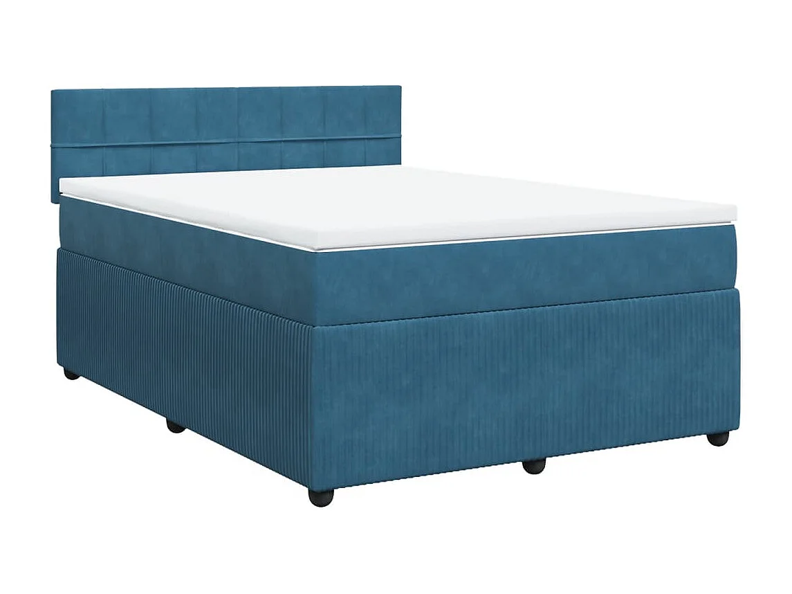 Cama box spring con colchón terciopelo azul 140x200 cm