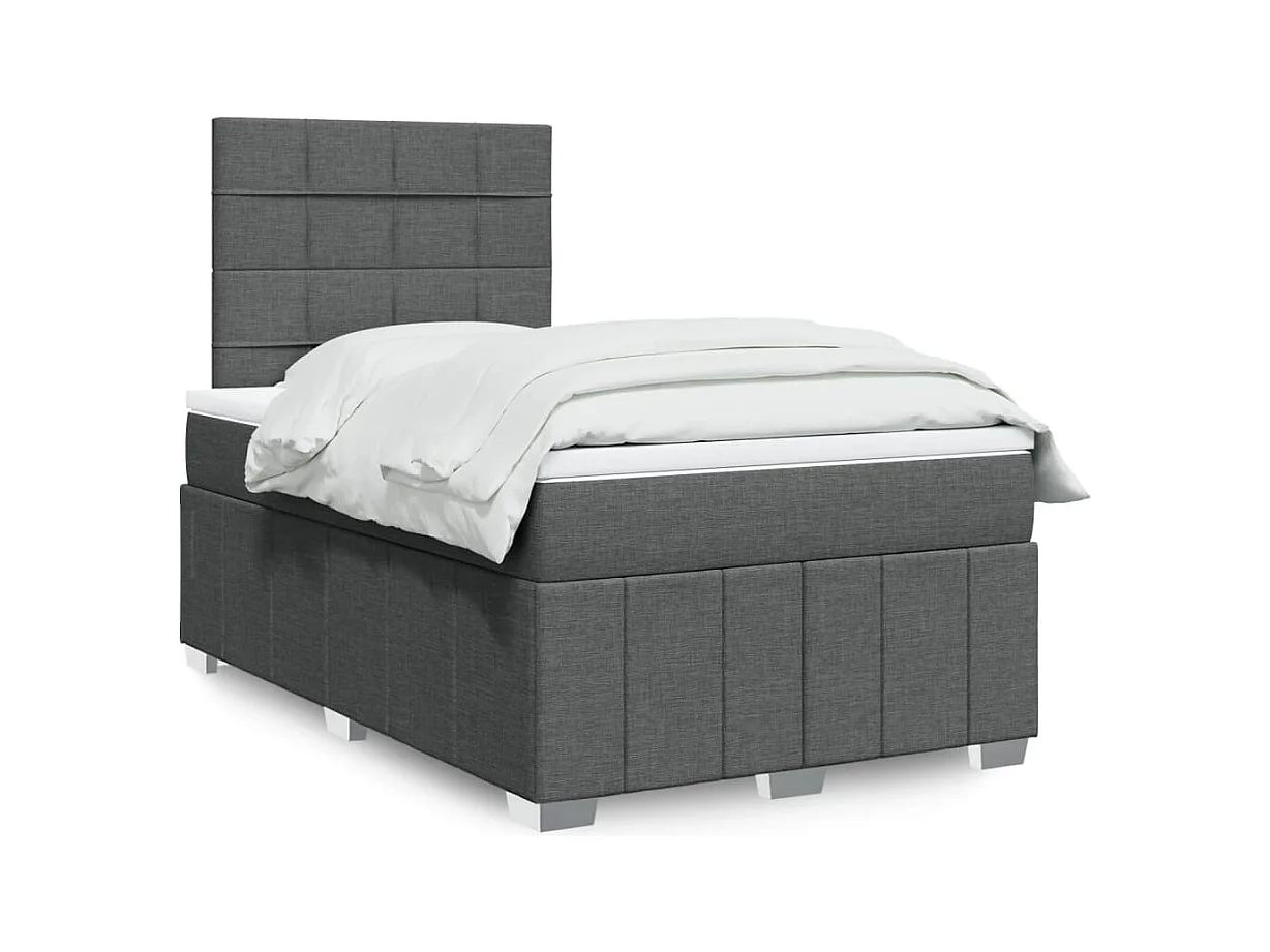 Sommier à lattes de lit avec matelas Gris foncé 120x200cm Tissu