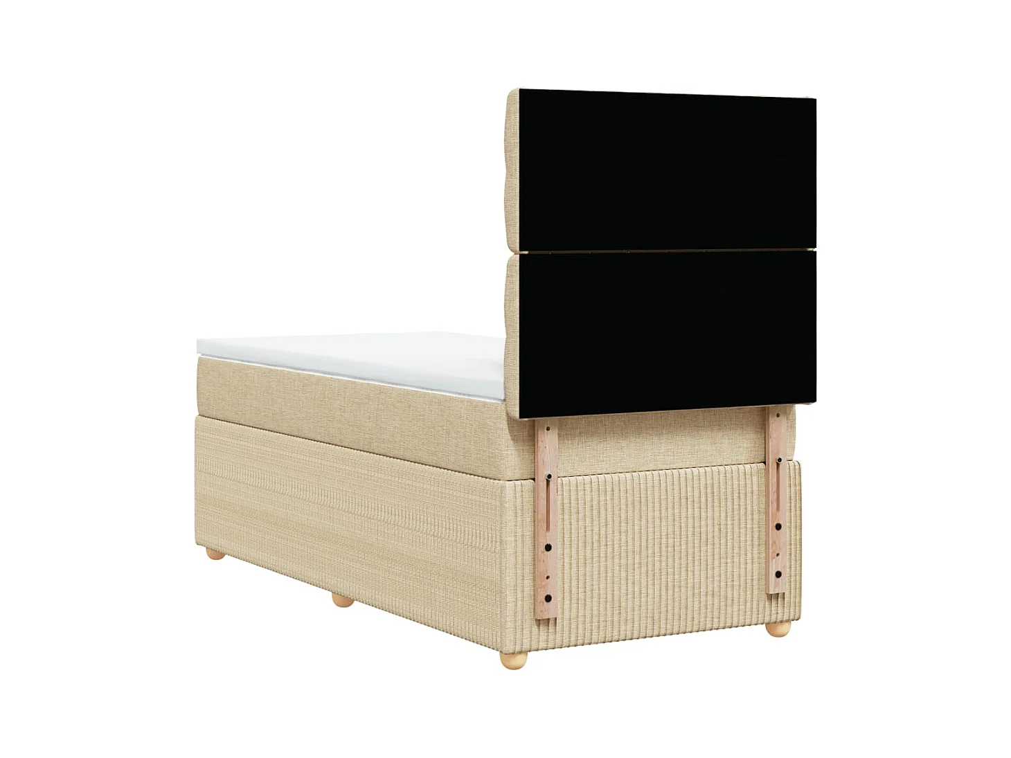 Cama box spring con colchón tela color crema 100x200 cm