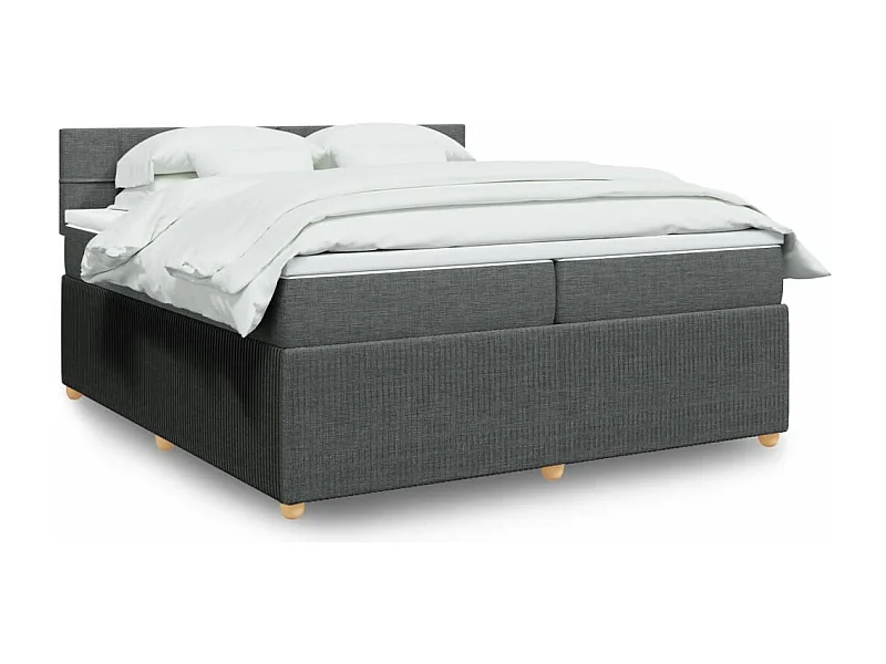 Sommier à lattes de lit avec matelas Gris foncé 200x200cm Tissu