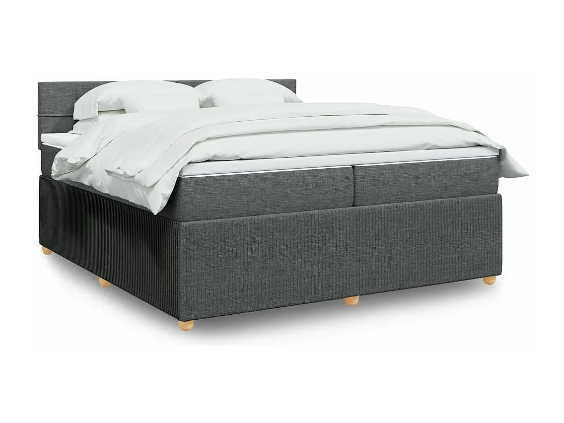 Sommier à lattes de lit avec matelas Gris foncé 200x200cm Tissu