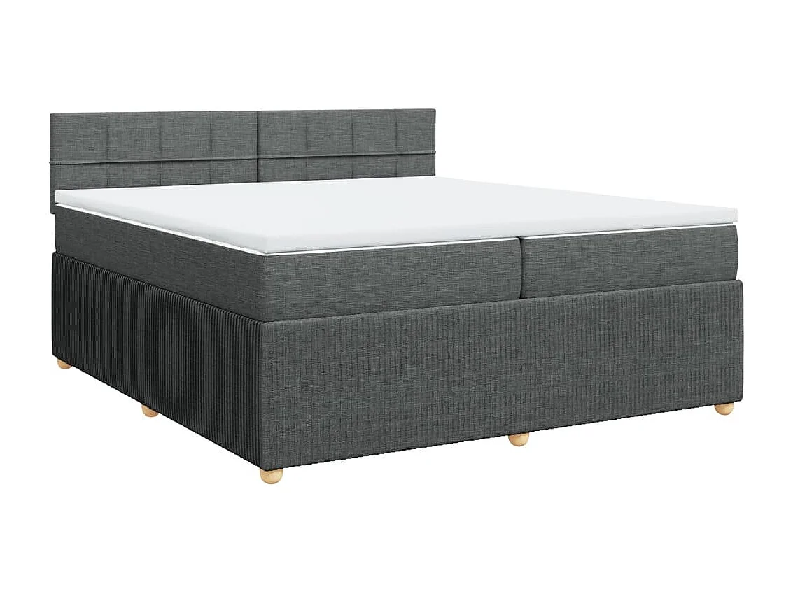 Sommier à lattes de lit avec matelas Gris foncé 200x200cm Tissu