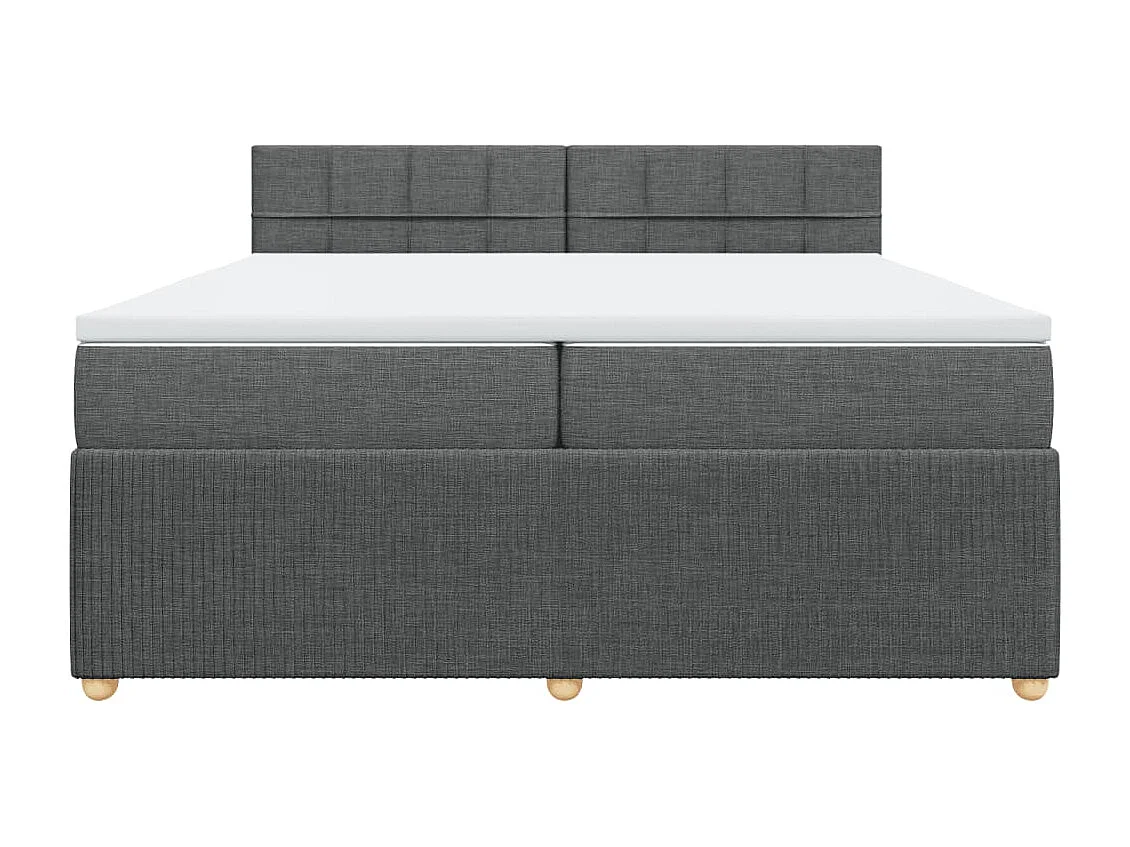 Cama box spring con colchón tela gris oscuro 200x200 cm