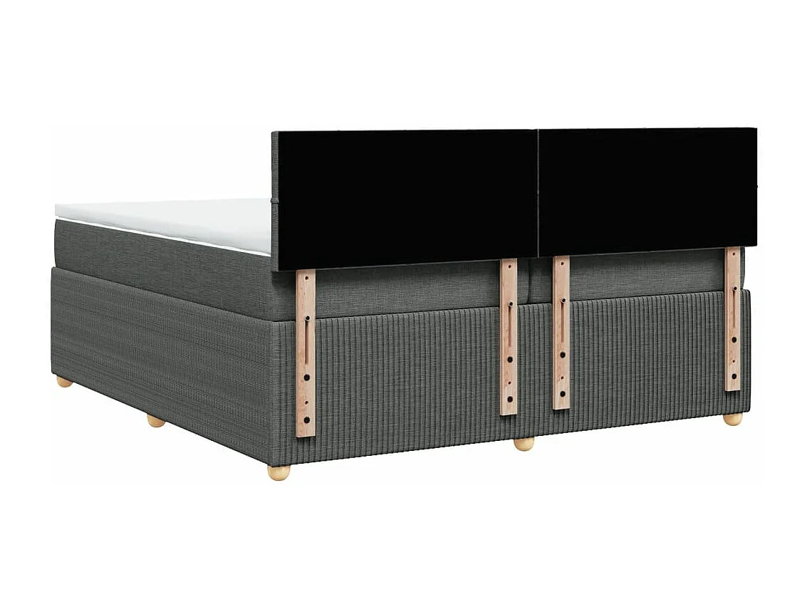 Cama box spring con colchón tela gris oscuro 200x200 cm