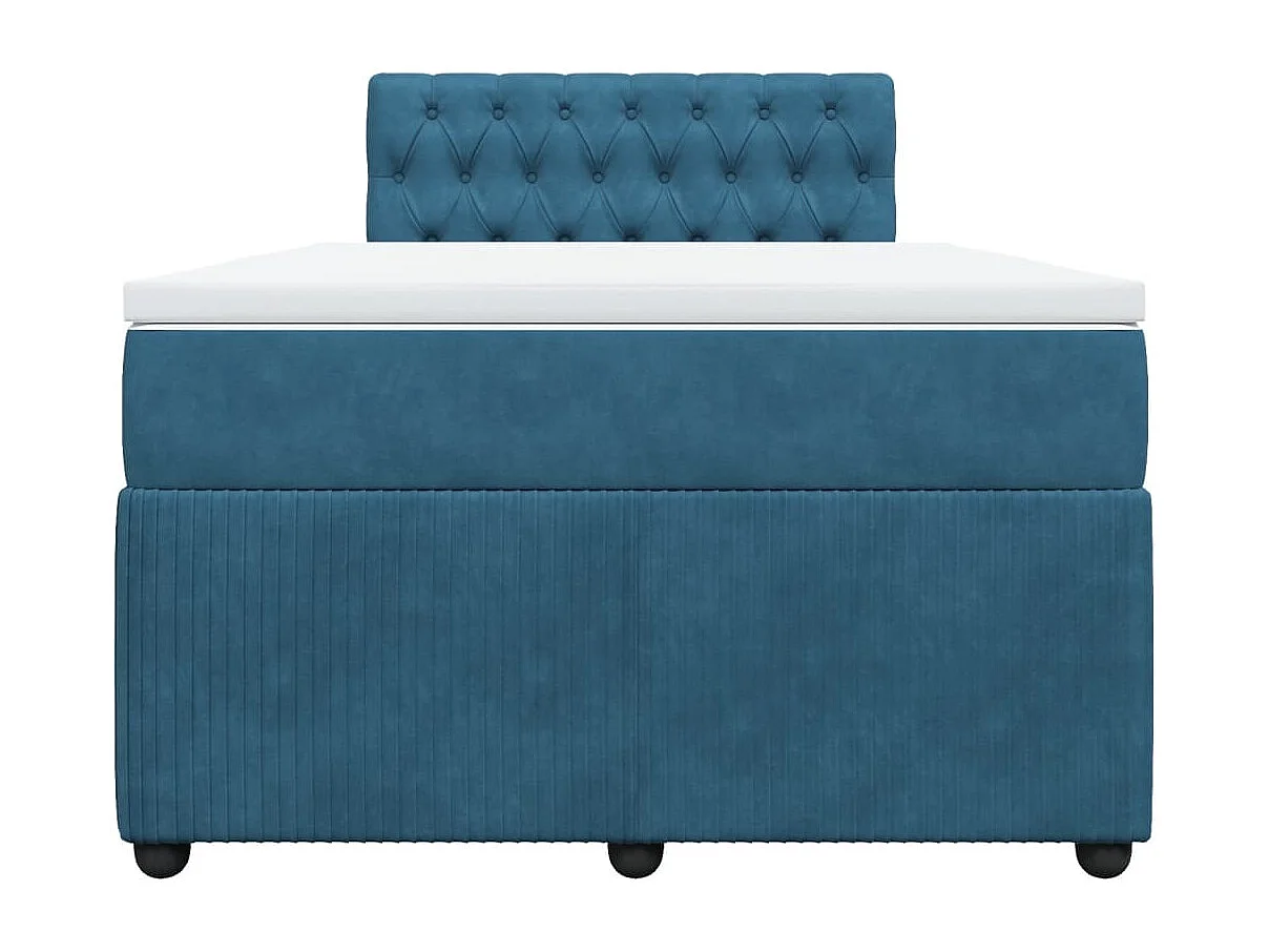 Cama box spring con colchón terciopelo azul 120x200 cm