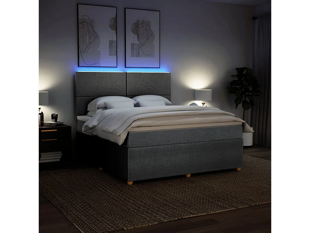 Sommier à lattes de lit avec matelas Gris clair 180x200cm Tissu