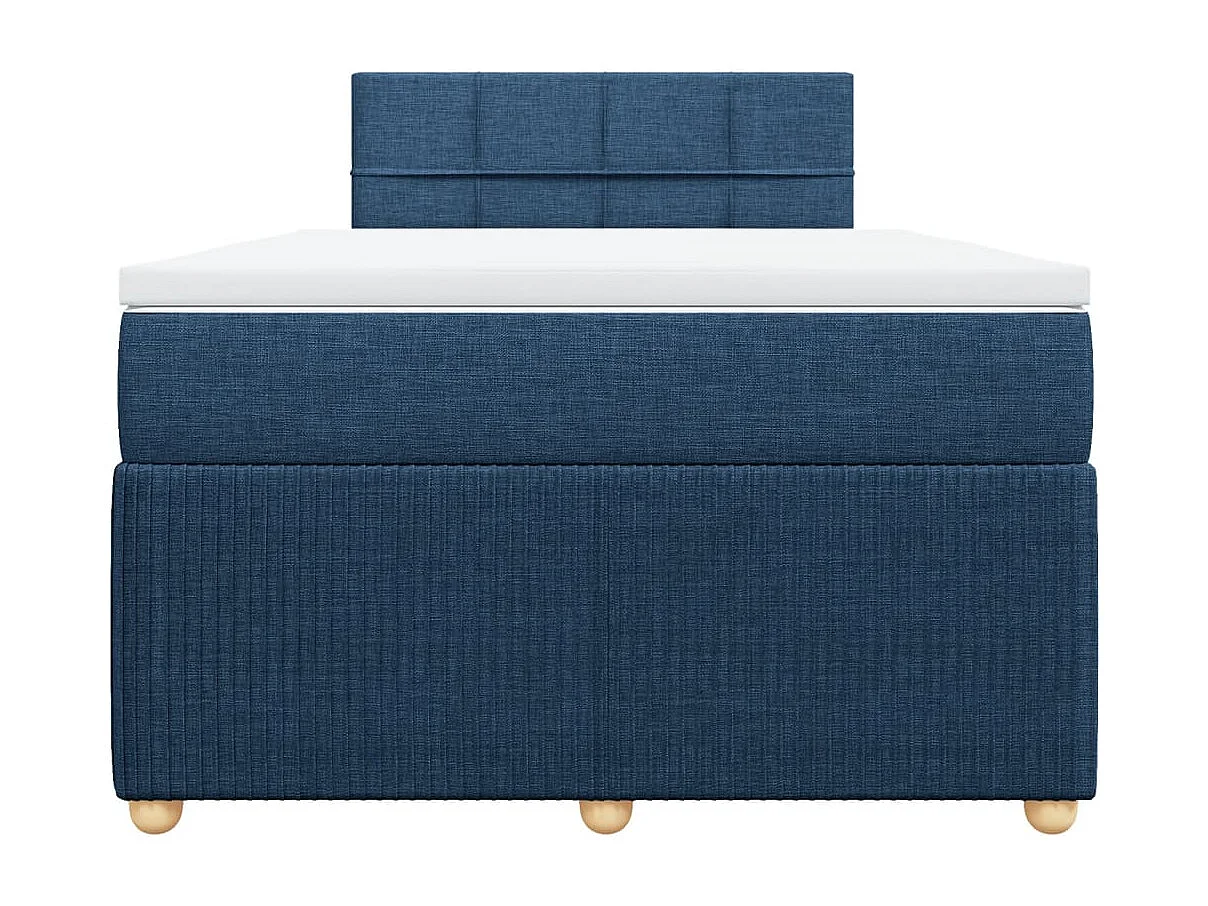 Cama box spring con colchón tela azul 120x200 cm
