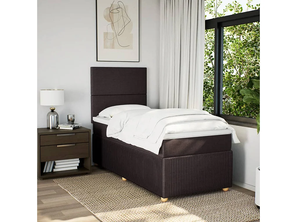 Boxspring met matras stof donkerbruin 90x190 cm