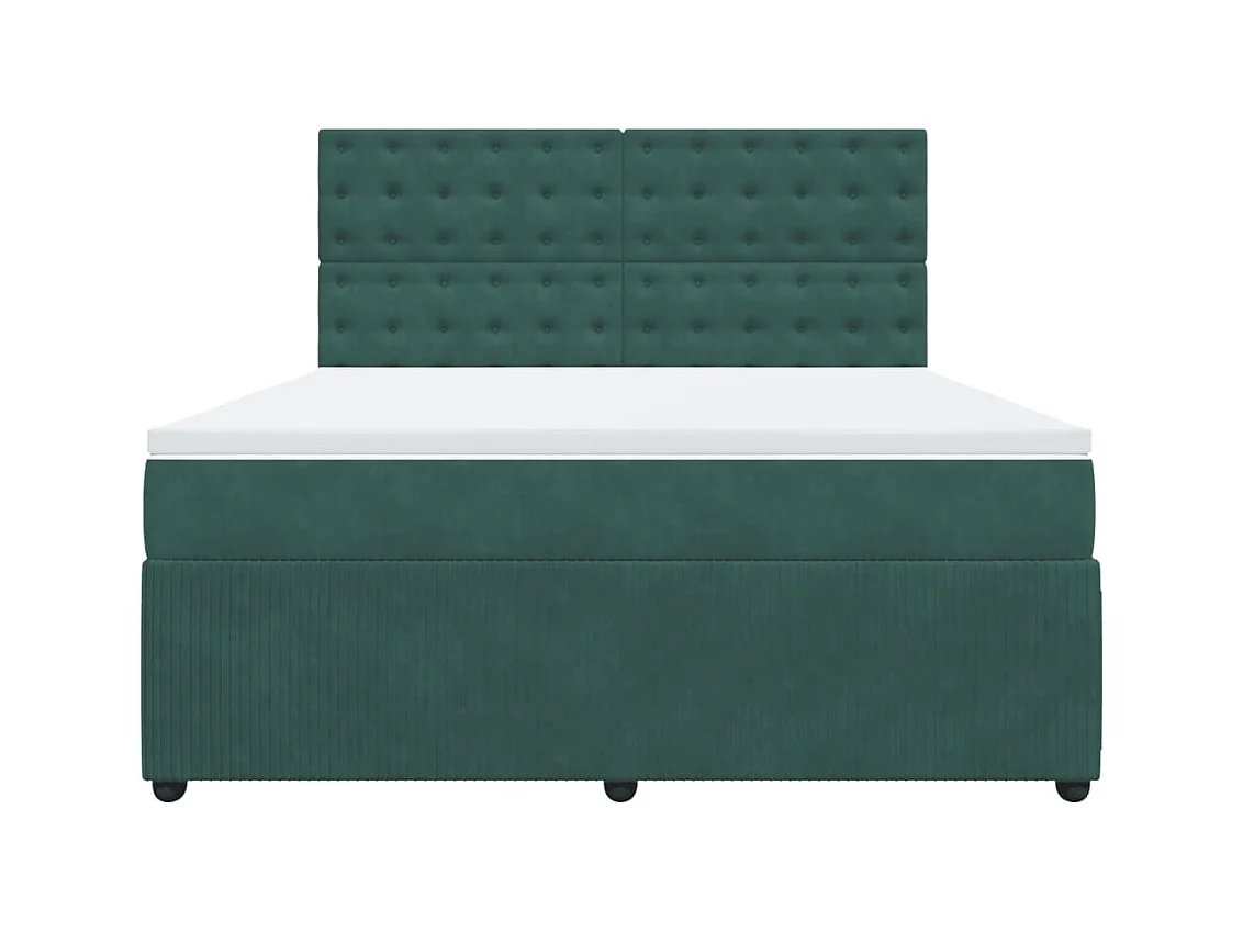 Sommier à lattes de lit et matelas Vert foncé 180x200cm Velours