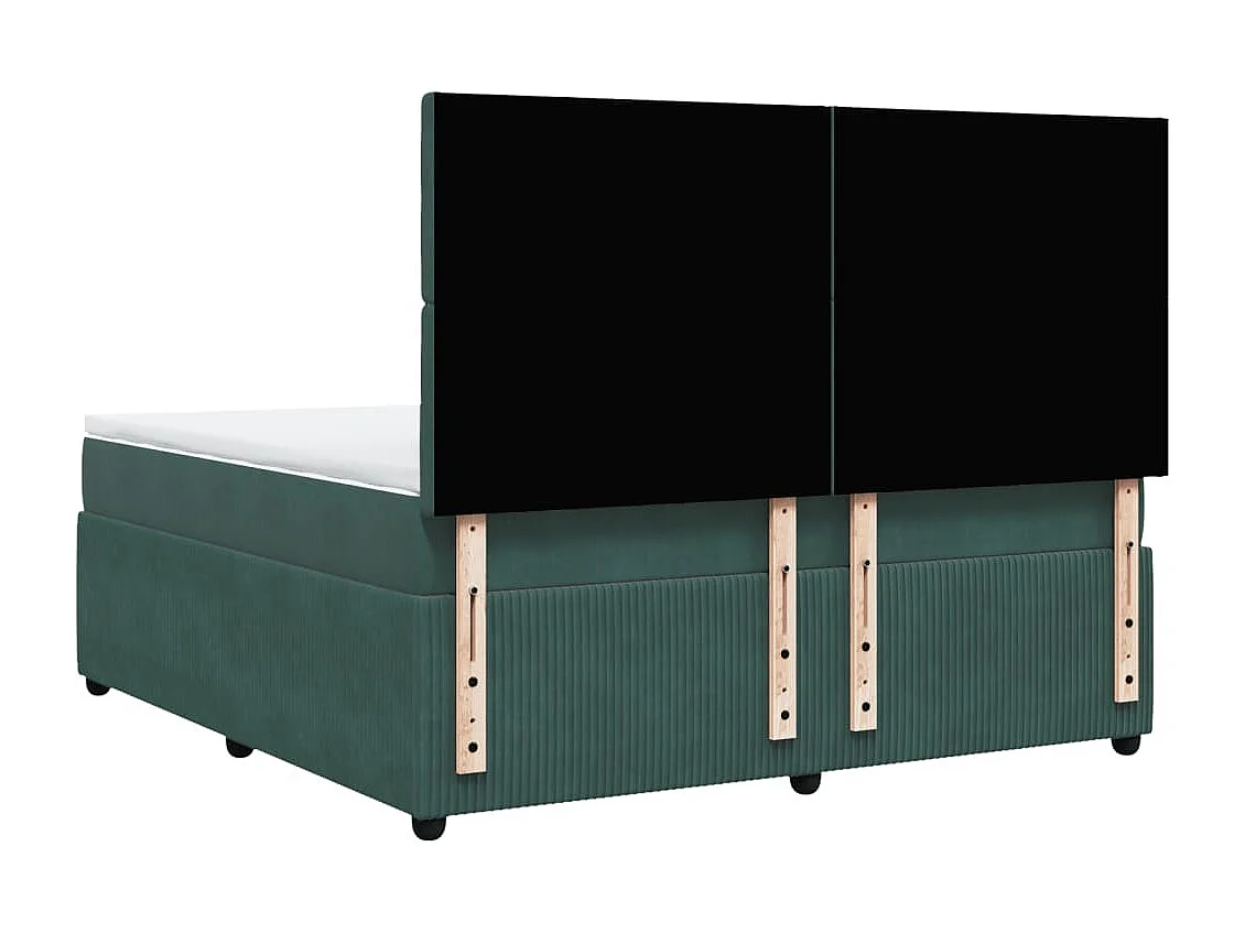 Cama box spring con colchón terciopelo verde oscuro 180x200 cm