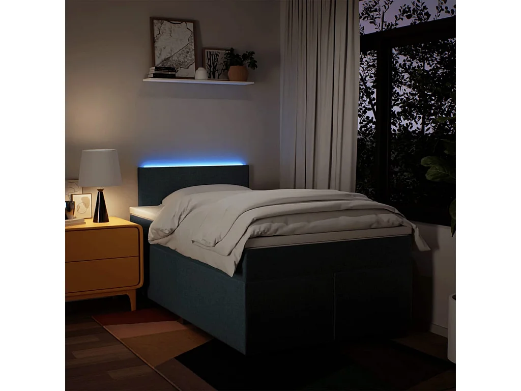 Boxspring met matras stof blauw 120x190 cm