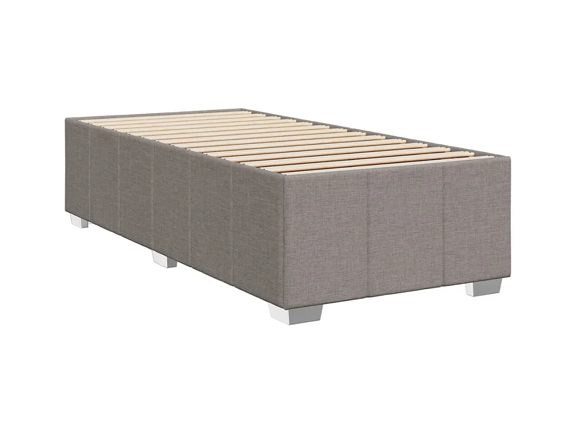Cama box spring con colchón tela gris taupe 90x190 cm