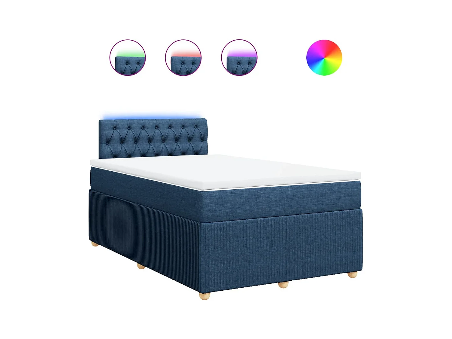 Sommier à lattes de lit avec matelas bleu 120x190 cm tissu
