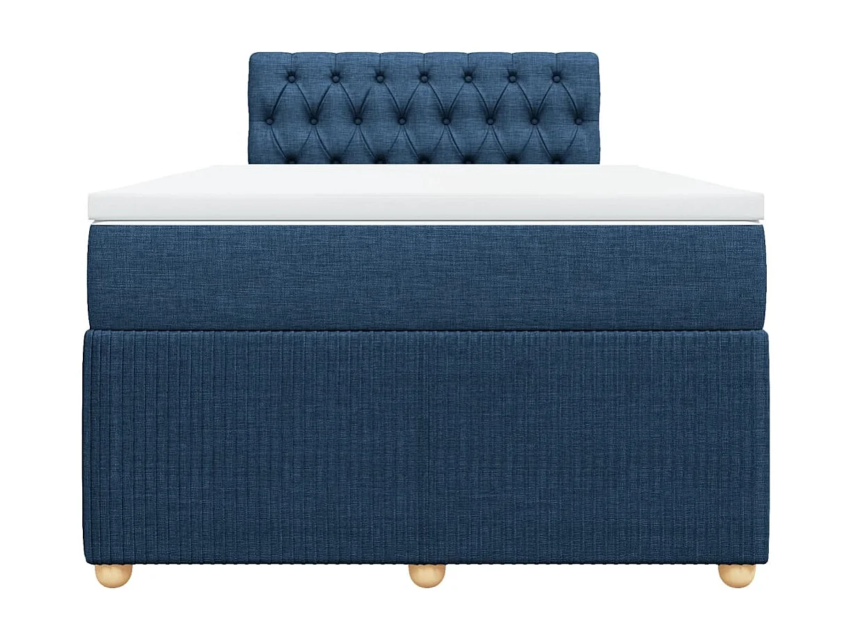 Cama box spring con colchón tela azul 120x190 cm
