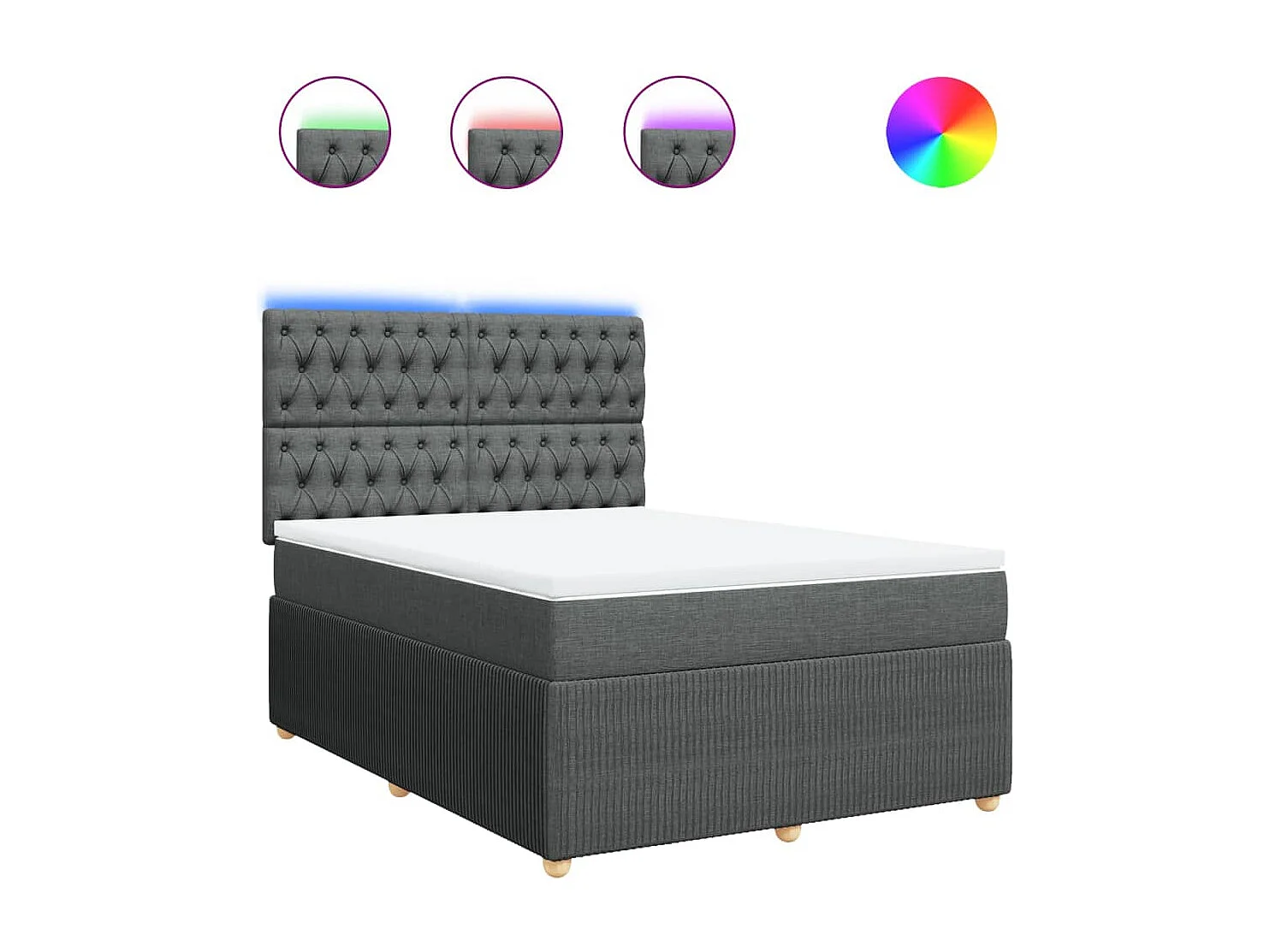 Sommier à lattes de lit avec matelas Gris foncé 140x190cm Tissu