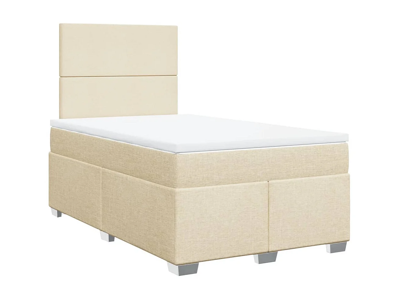 Cama box spring con colchón tela color crema 120x190 cm