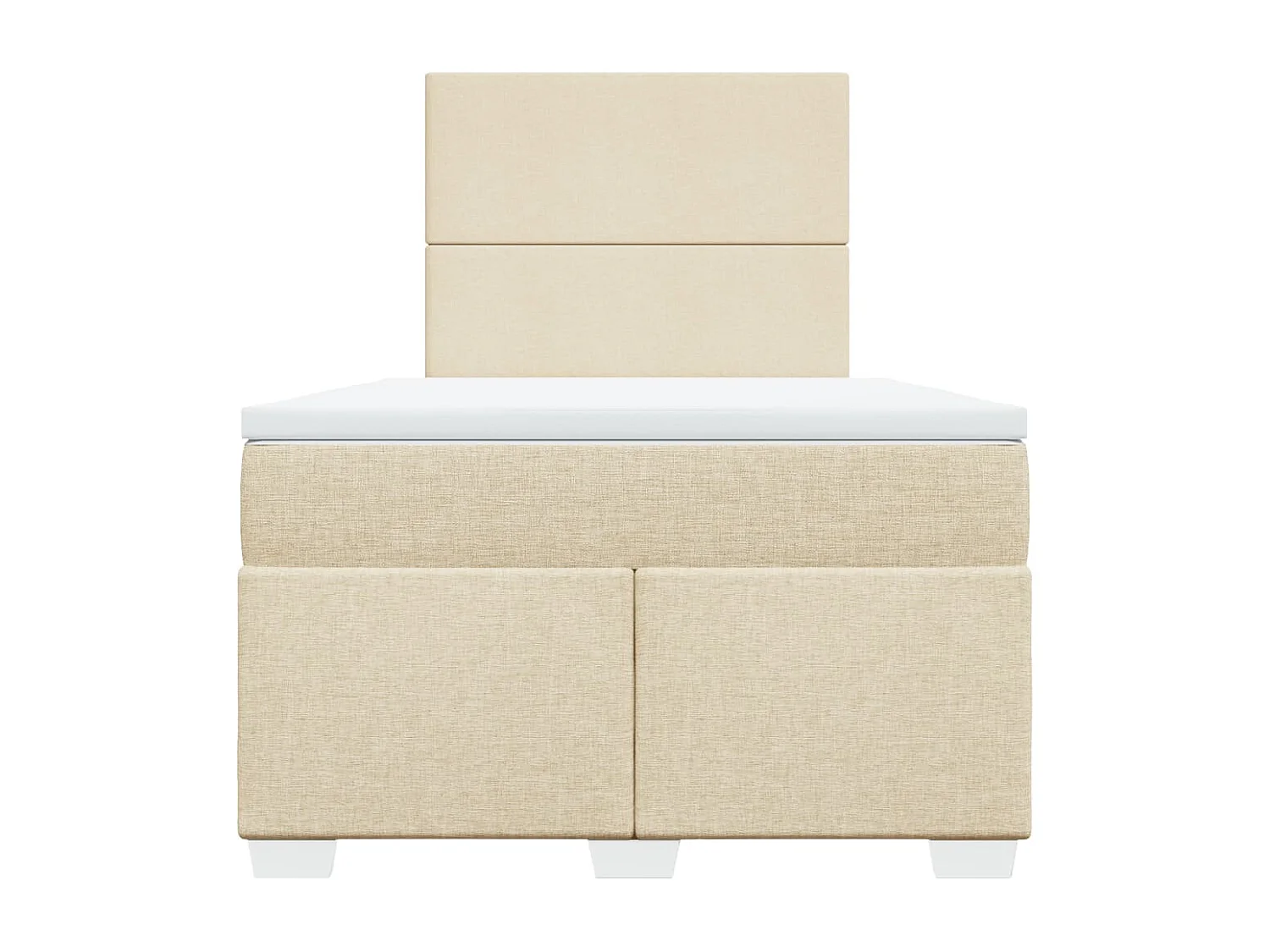 Cama box spring con colchón tela color crema 120x190 cm