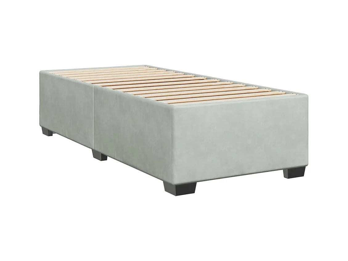 Cama com molas/colchão 90x200 cm veludo cinza-claro