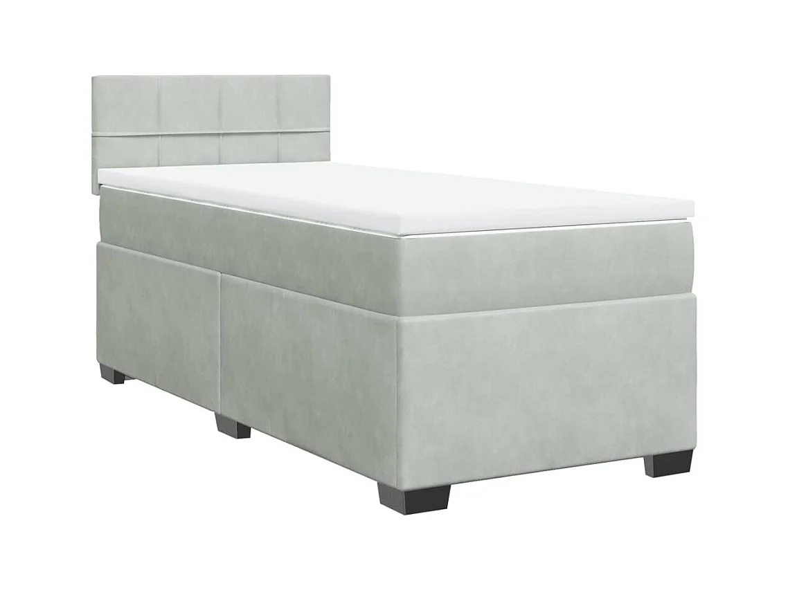 Cama com molas/colchão 90x200 cm veludo cinza-claro