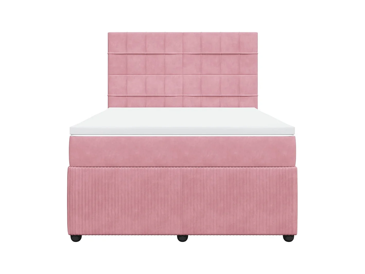 Cama box spring con colchón terciopelo rosa 140x200 cm