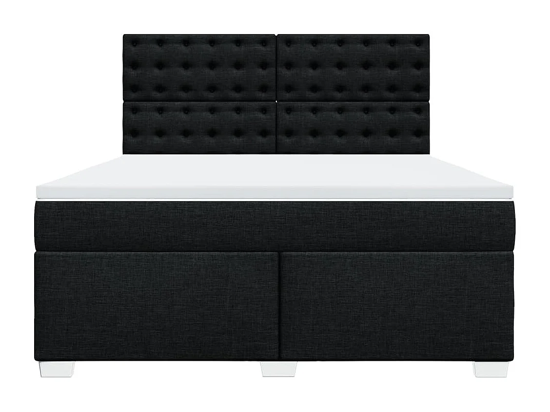 Sommier à lattes de lit avec matelas Noir 180x200 cm Tissu