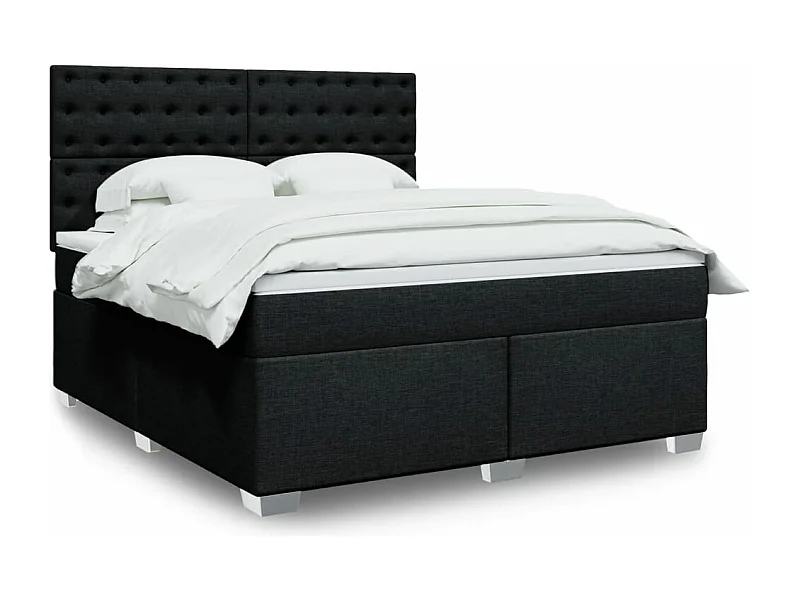 Cama box spring con colchón tela negro 180x200 cm