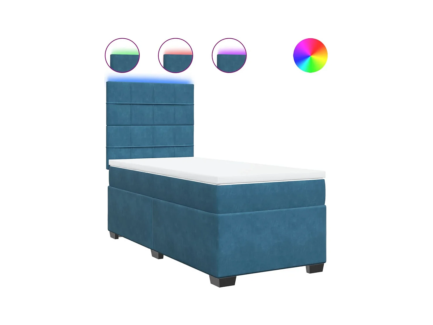 Cama boxspring com colchão 90x200 cm veludo azul